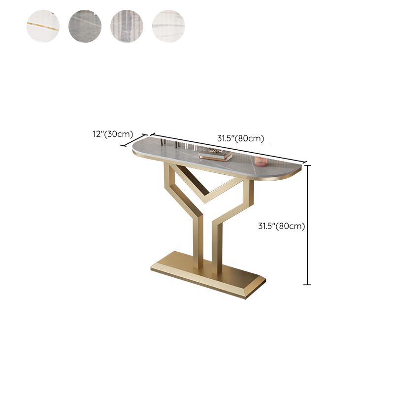 Stone Half Moon Accent Table 1-shelf 11.81" Wide Console Table