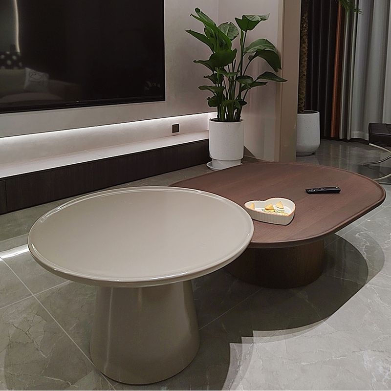Contemporary Cocktail Table Pedestal Wooden Coffee Cocktail Table