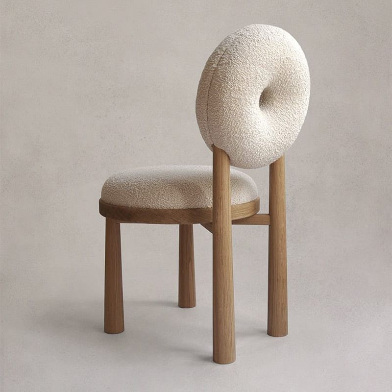 Nordic Tight Back Armless Chair Wool Accent Chair with Basic Four Legs