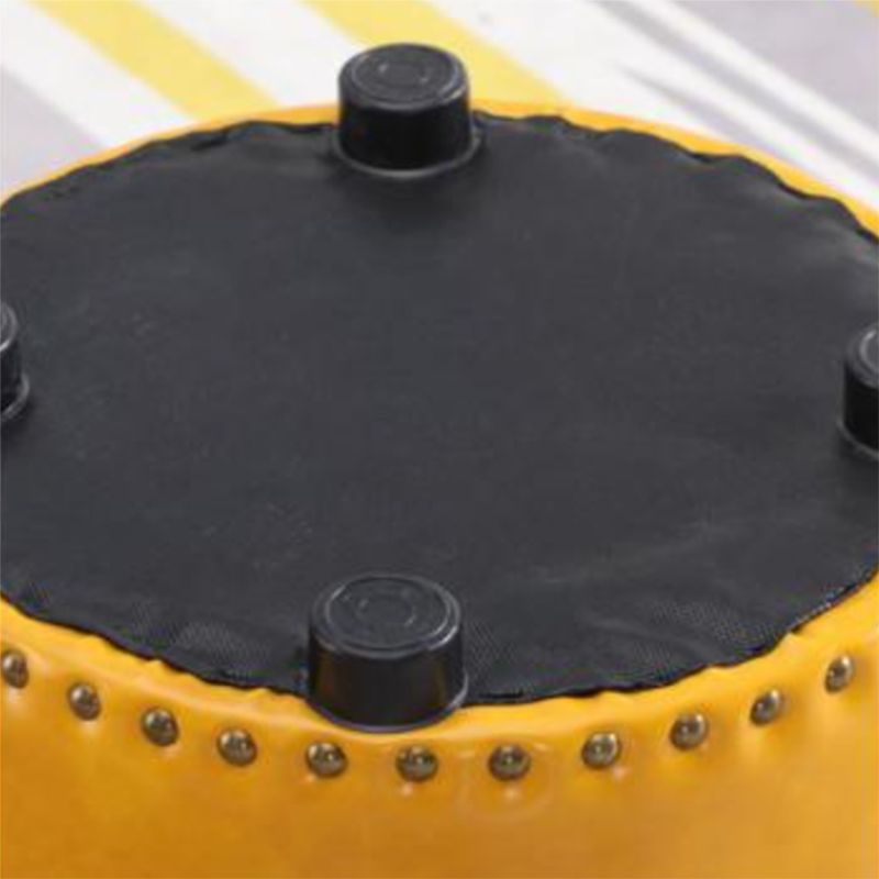 Round Contemporary Pouf Pure Color Nailhead Trim PU Leather Pouf Ottoman