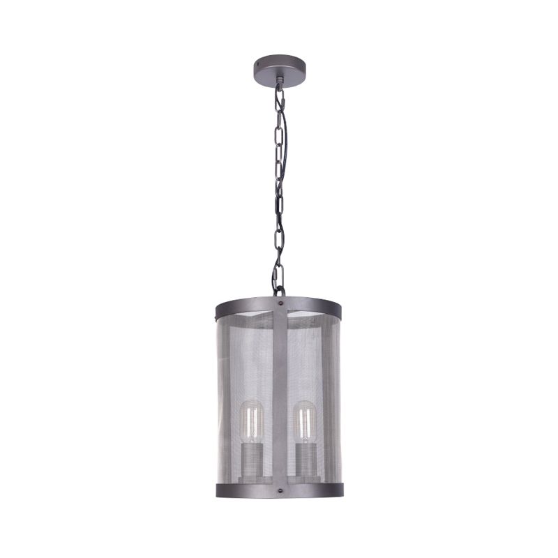 Pantalla cilíndrica de hierro colgante colgante granja 2/4 luces de lámpara negra iluminación
