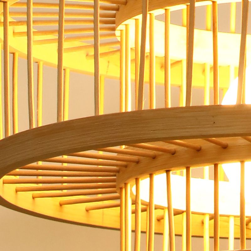 1 leichte Bambus -Anhänger Leichte Nordische Moderne im Wohnzimmer Hanglampenvorrichtung