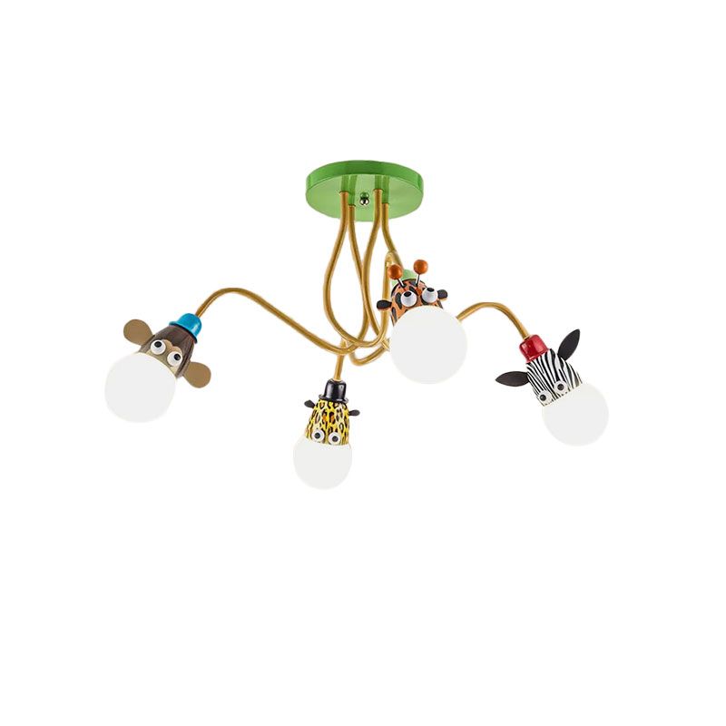 Diervormig plafondarmatuur Cartoon stijl metalen meerkleurige hanglamp voor de kleuterschool