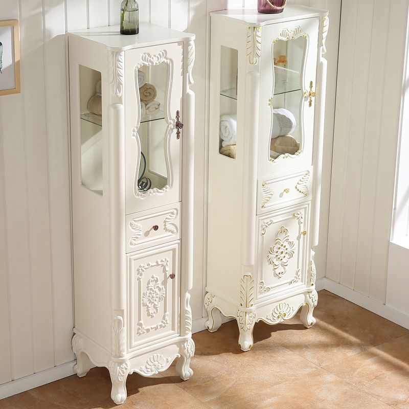 Modern Standard Accent Cabinet White Solid Wood Cabinet with Doors
