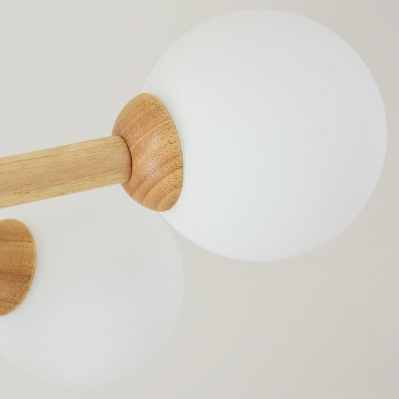 Wood Globe Chandelier Pendant Light Simple Style Hanging Light Fixture