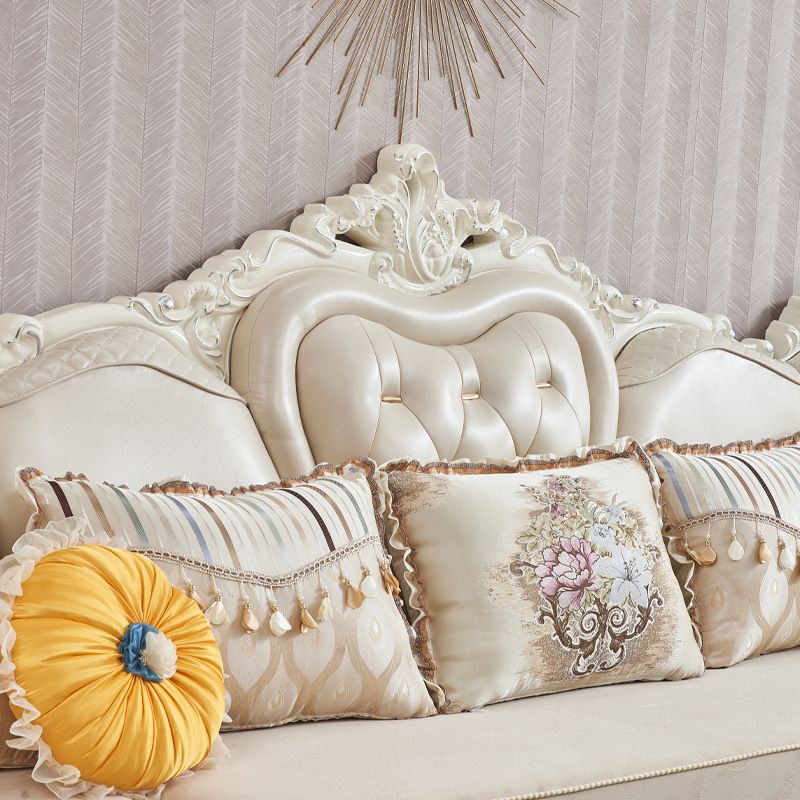 78" Wide French Country Sectional Sofa Leather Sleeper Sectional