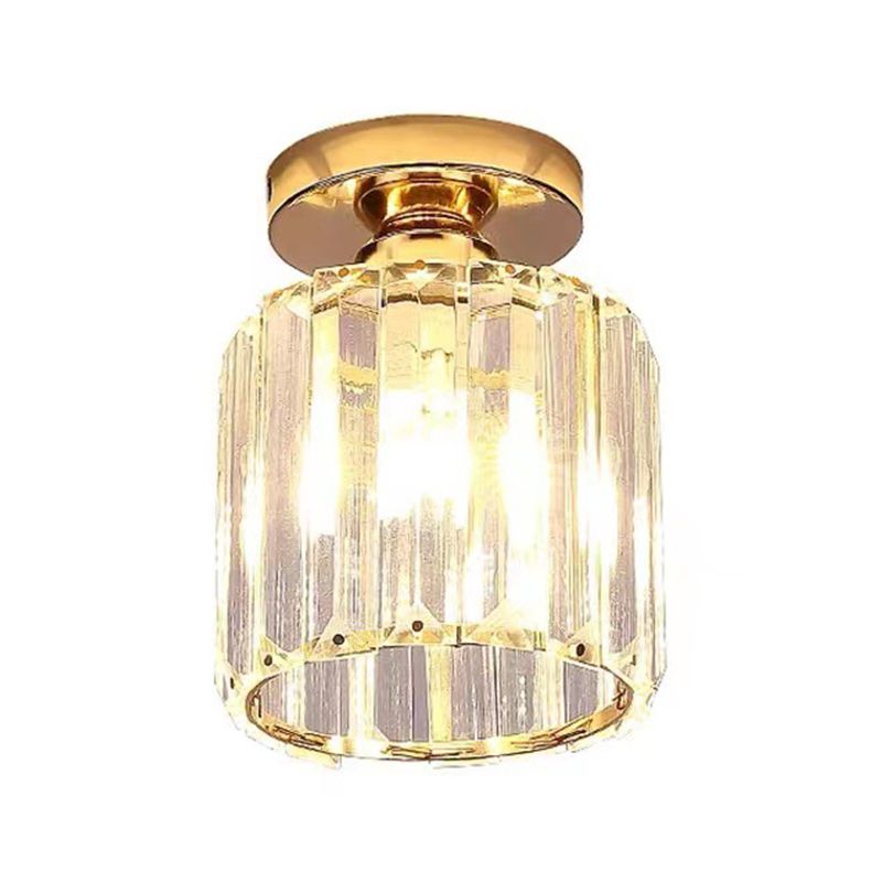 Modern Geometry Shape Ceiling Light with Crystal Shade for Living Room