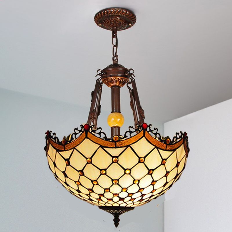 Gebrandschilderd glas omgekeerde kom hangende kroonluchter Tiffany -stijl kroonluchter lamp