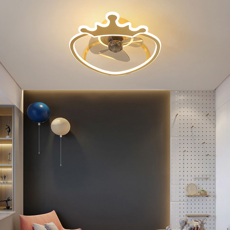 Kinderled semi -spoeling licht armatuur lusvormige plafondventilator lamp met acrylschaduw voor slaapkamer