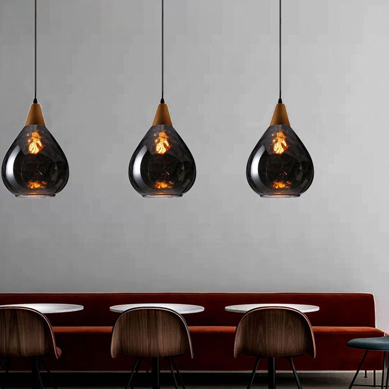 Ombra di lacrima in stile industriale appeso in vetro a china acqua leggera 1 lampada a sospensione leggera per ristorante