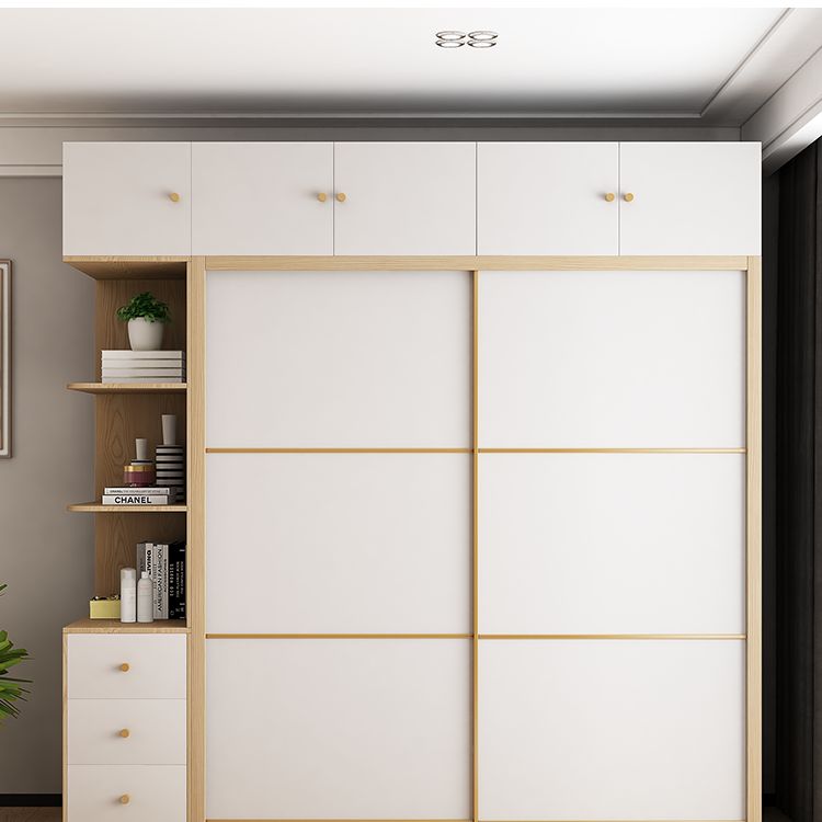 Engineered Wood Modern Wardrobe Closet Sliding Wardrobe Armoire
