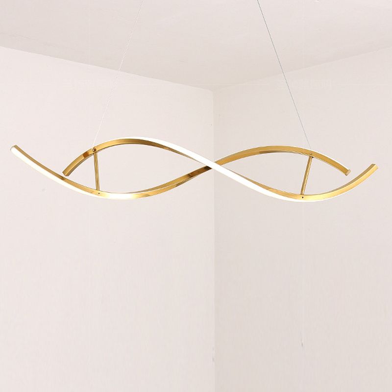 2 Lights Geometric Chandelier Light Contemporary Metal Pendant Lighting in Gold
