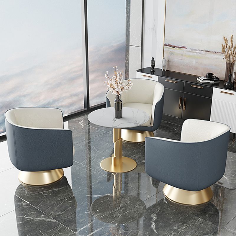 25.59" Wide Barrel Chair Faux Leather Arms Included Chair for Living Room