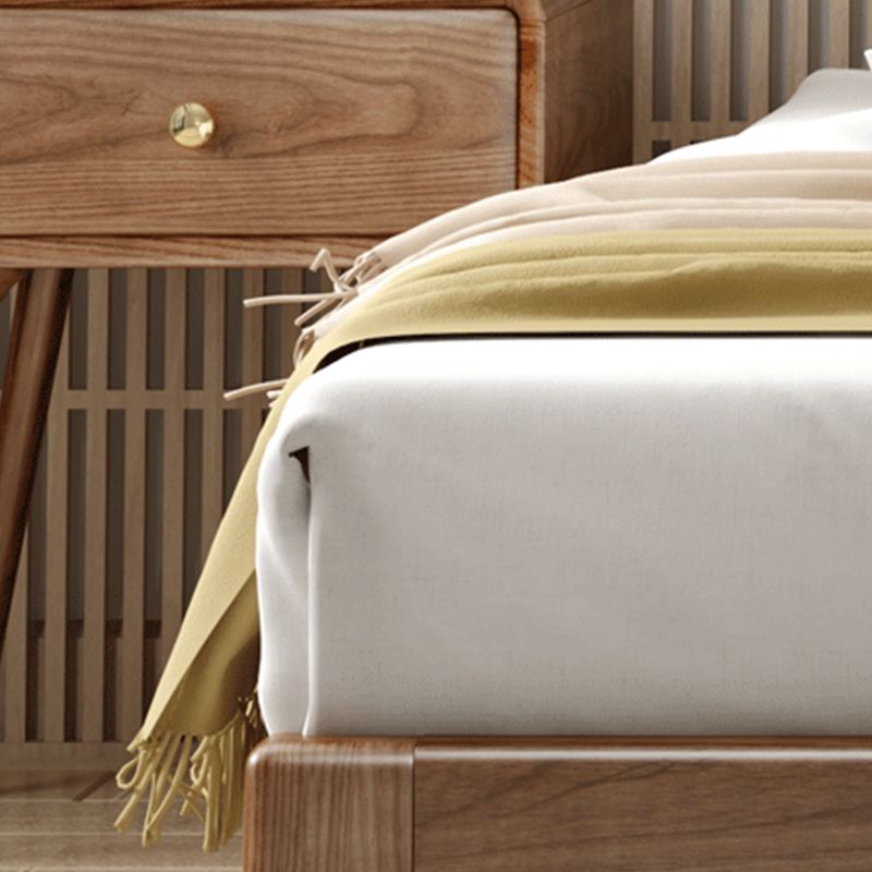 Brown Panel Bed With Custom Gold Legs Mid-Century Modern Ash Bed Without Headboard