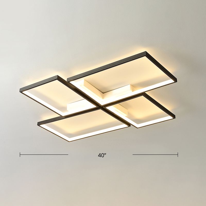 Black Pinwheel-Like Ceiling Lamp Minimalistic Metal LED Flush Mount Light Fixture for Living Room