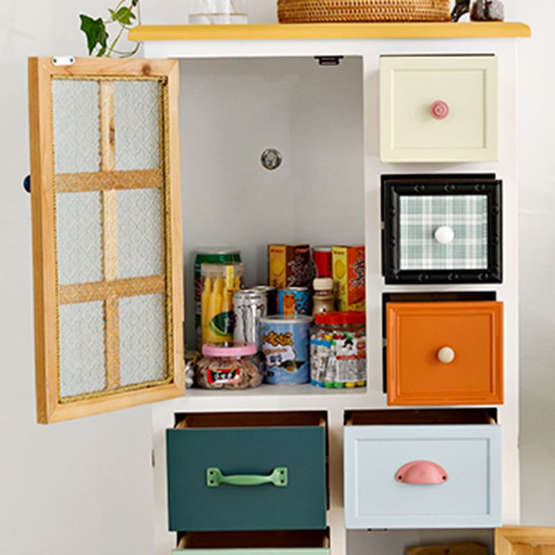 Contemporary 8- Drawer Wooden Cabinet , 2-door Rectangle Accent Cabinet