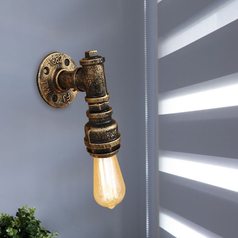 Verouderde messing pijp wandlamp vintage industrieel smeedijzeren 1 licht binnenwandverlichting