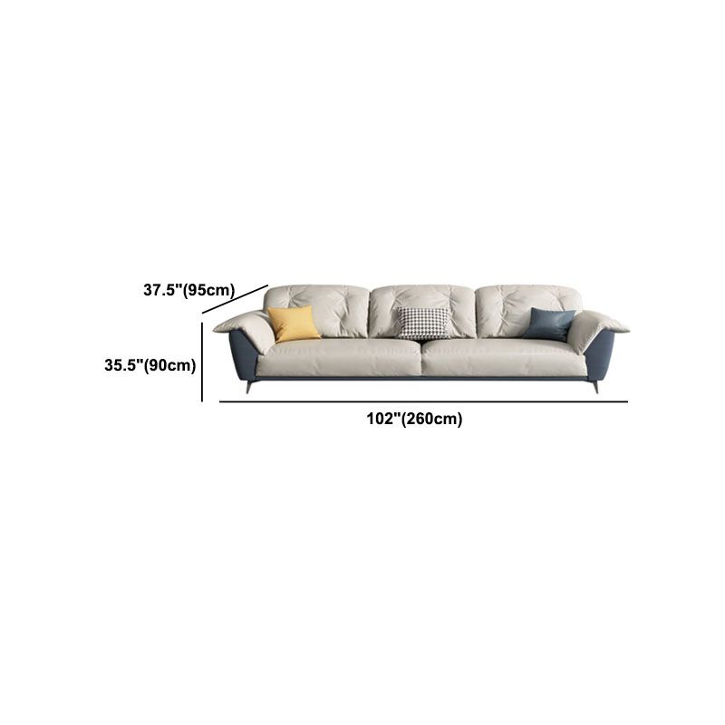 Sewn Pillow Back Sofa Modern Style 34.64" H Faux Leather Sofa