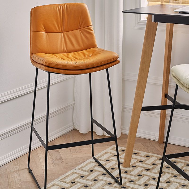 Scandinavian Matte Finish Upholstered Barstool Footrest Coffee Shop Stool