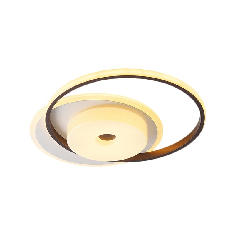 Metallic Circular Flush Mount Nordic LED White Ceiling Mounted Fixture in Warm/White Light, 16"/19.5" Wide