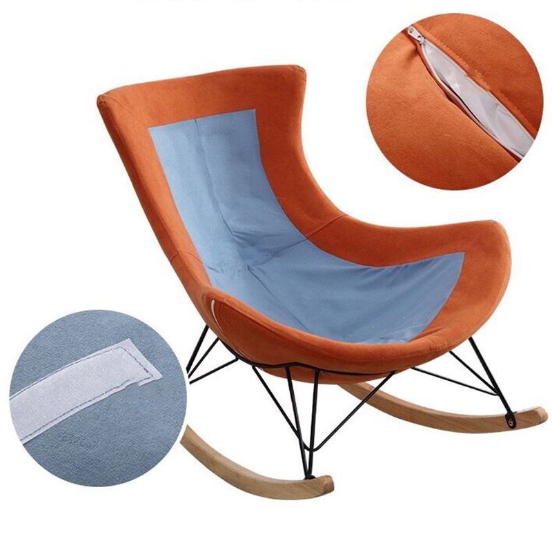 Contemporary Rocking Chair Cotton Upholstered Tufted Wing Chair Back Baby Rocking Chair