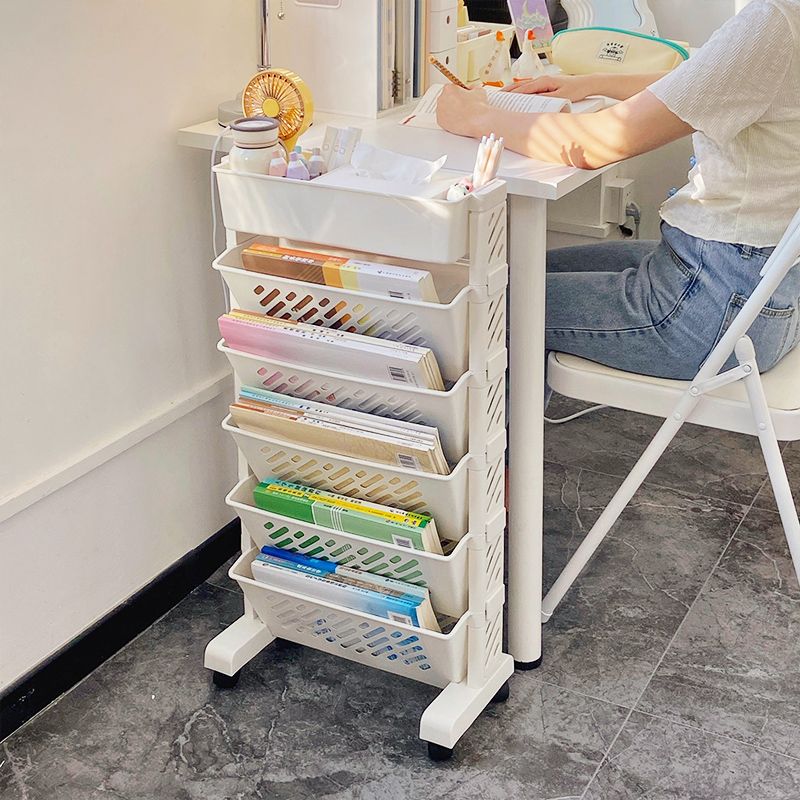 Modern & Contemporary Shelf Bookcase Plastic/Acrylic Bookshelf with Caster