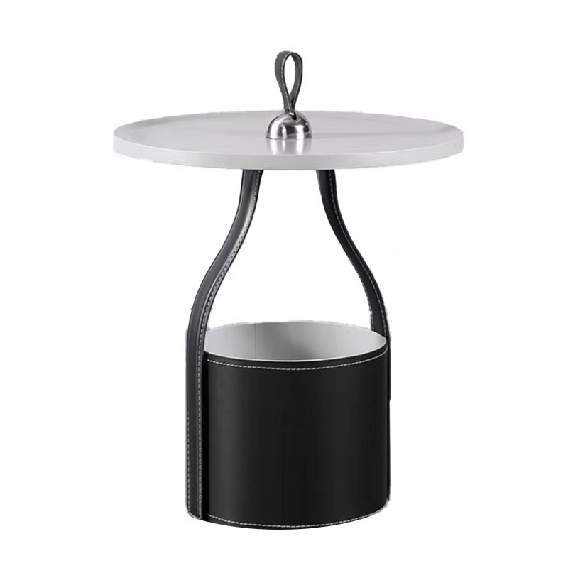 Contemporary Side Table Pedestal with Storage Round Living Room End Table