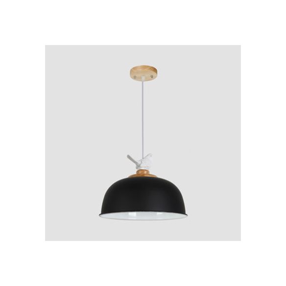 Luz de colgante colgante hemisférico nórdico 1 luz de suspensión de aluminio ligero con pájaro para balcón