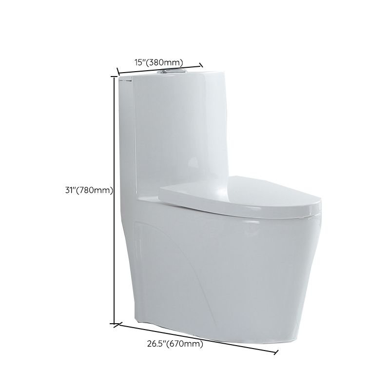 Traditional Ceramic Flush Toilet 1-Piece Toilet Bowl for Bathroom