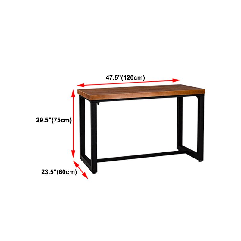 Solid Wood Dining Table Industrial Brown Top Dining Table with Black Frame