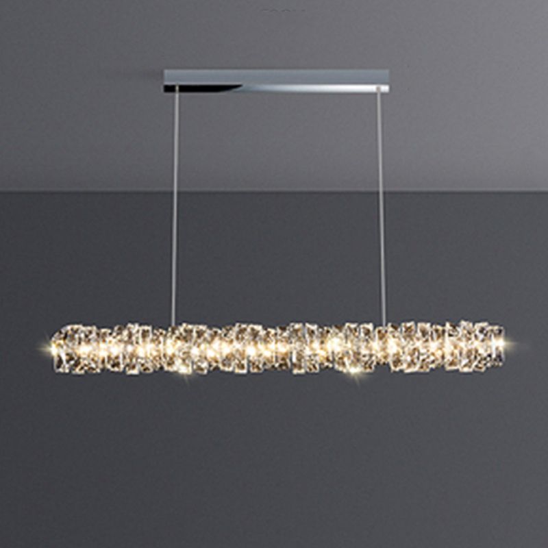 Crystal Island Light Modern LED Island Hanging Light for Dining Room