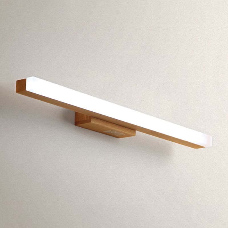 Nordic Style Wooden Vanity Light LED Rectangle Shape Vanity Lamp for Shower Room