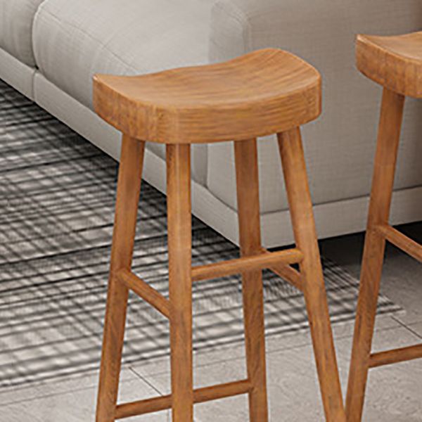 Industrial Counter High Stool Solid Wood Backless Bar Stool with 4 Legs