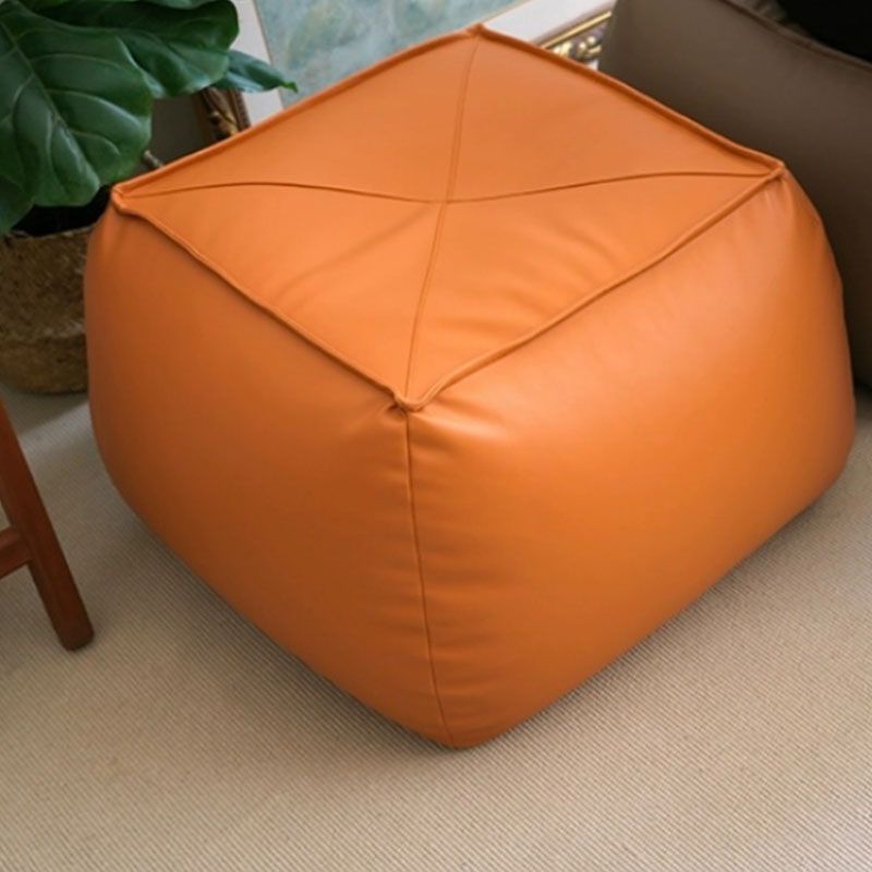 Modern Ottoman PU Leather Upholstered Solid Color Tear Resistant Square Ottoman