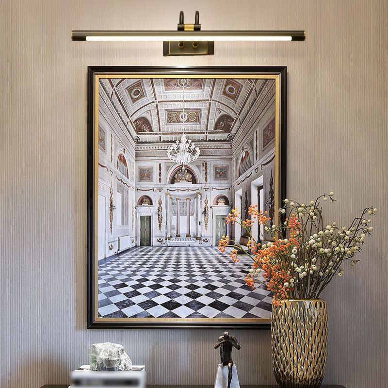 American Style Vanity Light All Copper Vanity Lamp with Acrylic Shade for Bedroom