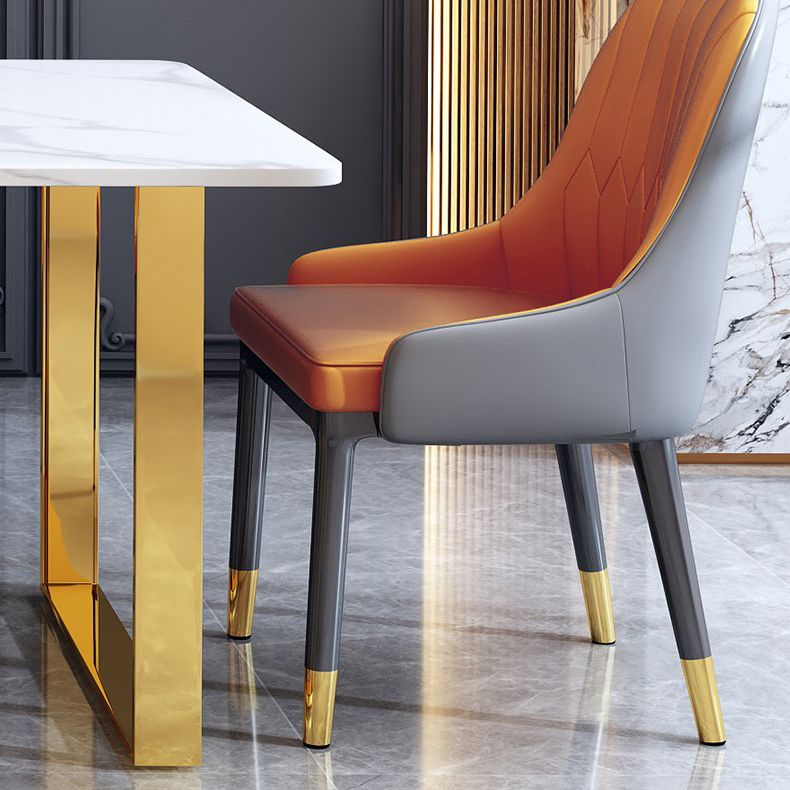 Traditional Luxury Sled Base Furniture Marble Dining Table for Dining Room