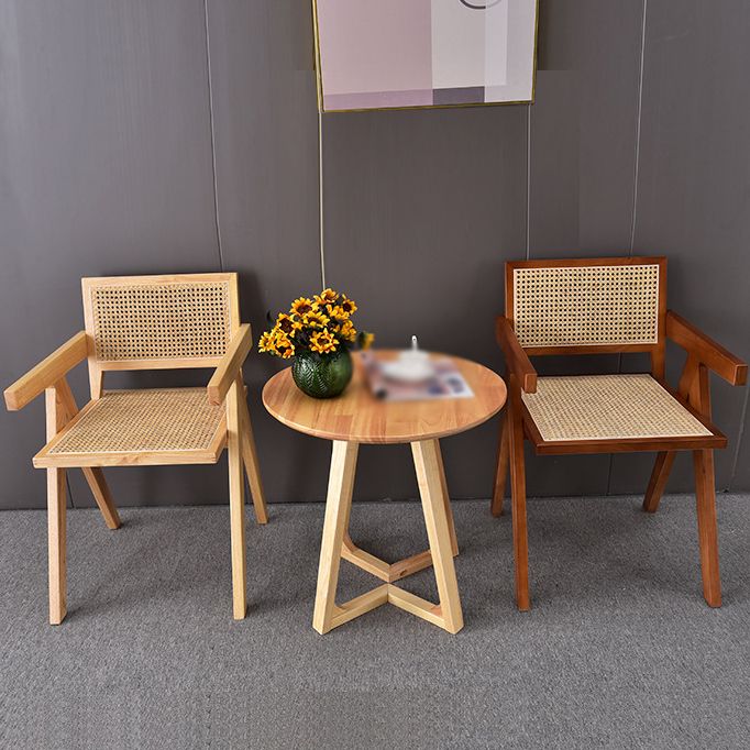 Contemporary Style Rubberwood Chair Open Back Arm Kitchen Dining Chairs