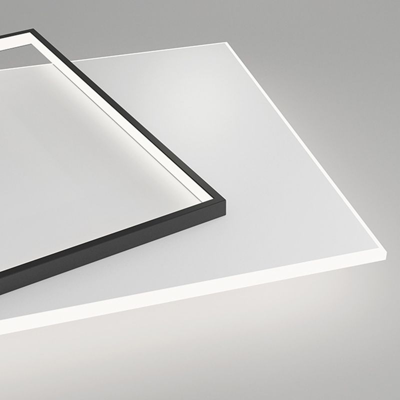 Plafonnier carré encastré moderne en acrylique pour chambre à coucher, luminaire LED encastré en noir et blanc