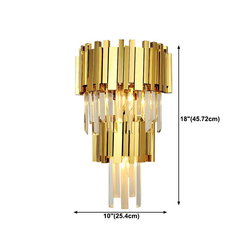 Postmodern Style Crystal Wall Light Gold Layered Wall Sconce for Living Room