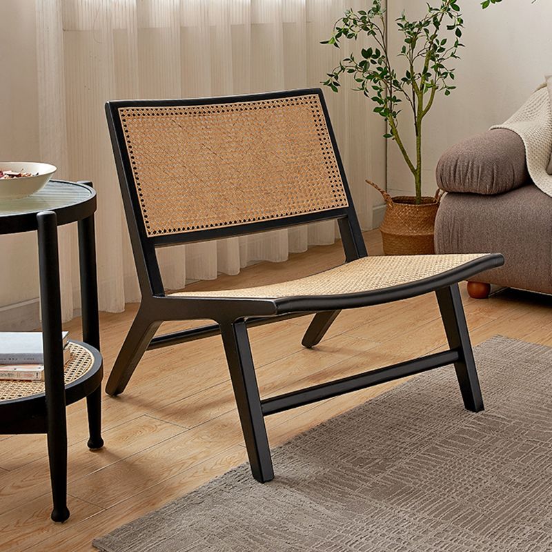 Woven Back Side Chair Solid Wood Lounge Accent Chair with Legs