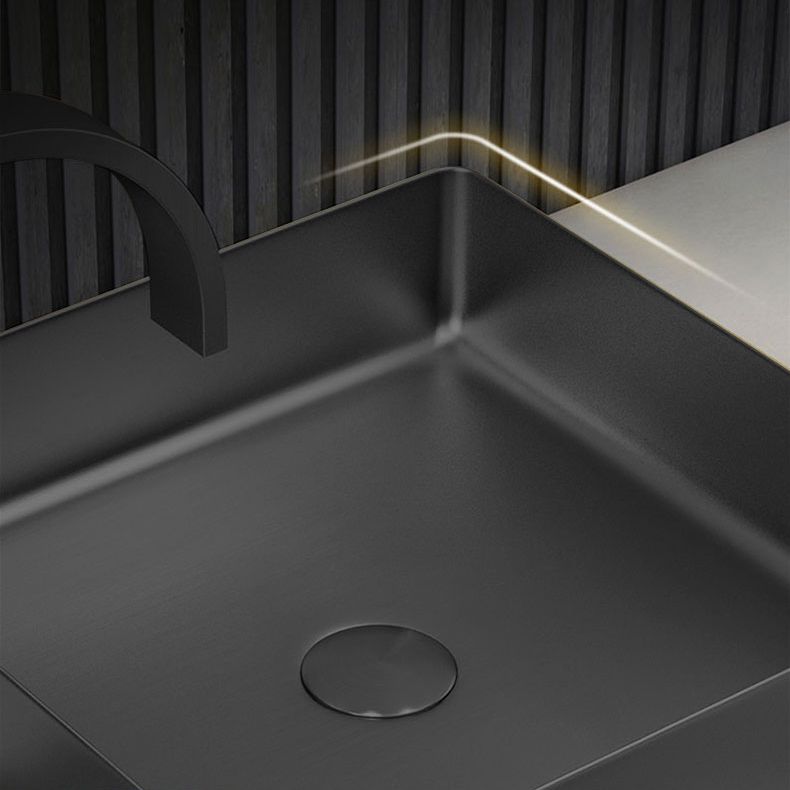 Contemporary Trough Bathroom Sink Solid Color Metal Trough Sink