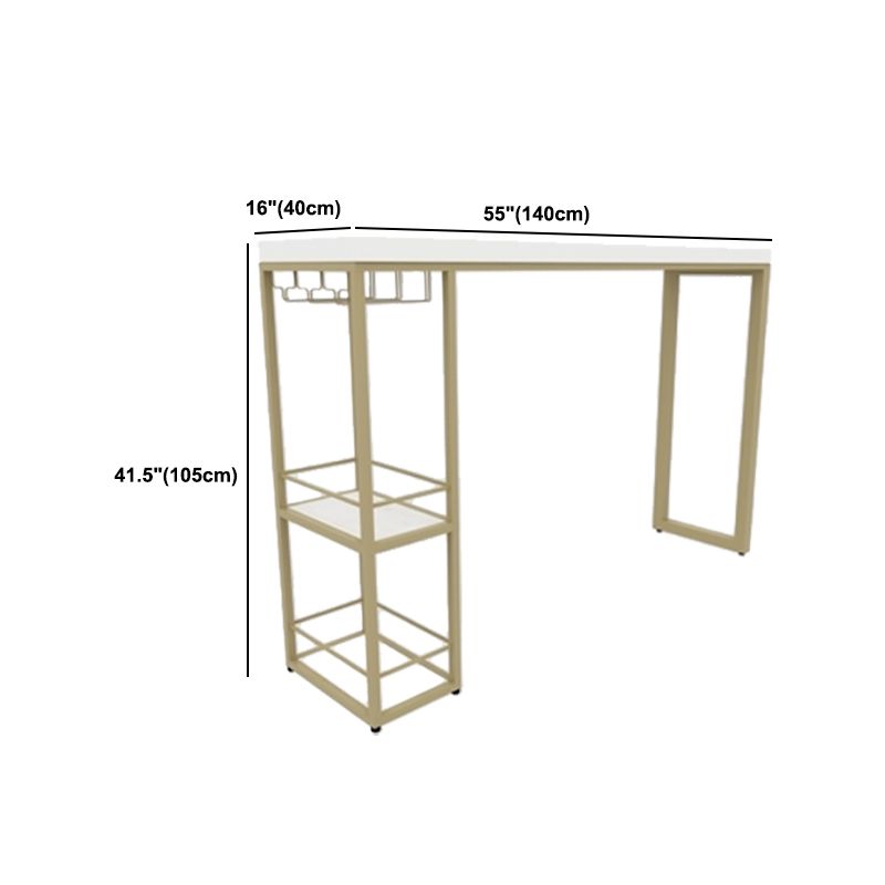Glam 1/3 Pieces Bar Table Set Rectangle Stone Counter Table with Stools for Dining Room