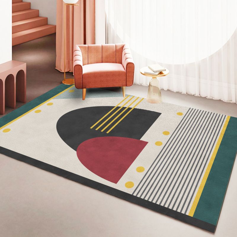 Dark Orange Modern Rug Polyester Color Block Rug Non-Slip Backing Rug for Living Room