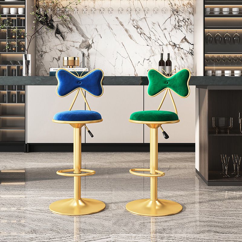 Scandinavian Design Upholstered Bar Stools with Fabric Round Stools with Footrest