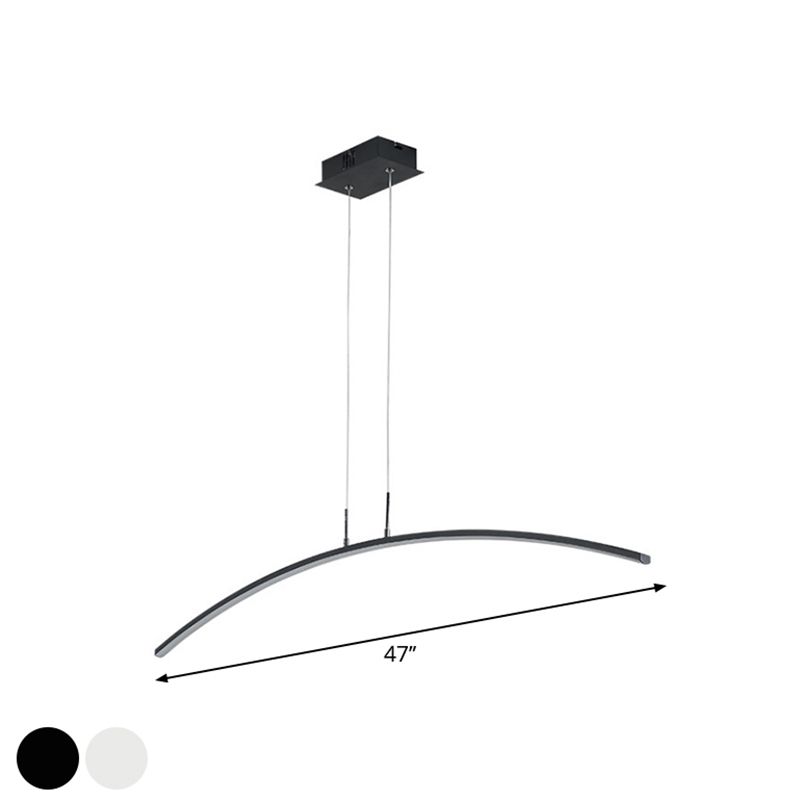 Lampada dell'isola Arch Black/Nero Simplicity Iron Iron Accoglienza a sospensione LED Apparecchiatura in luce calda/bianca sul tavolo da pranzo