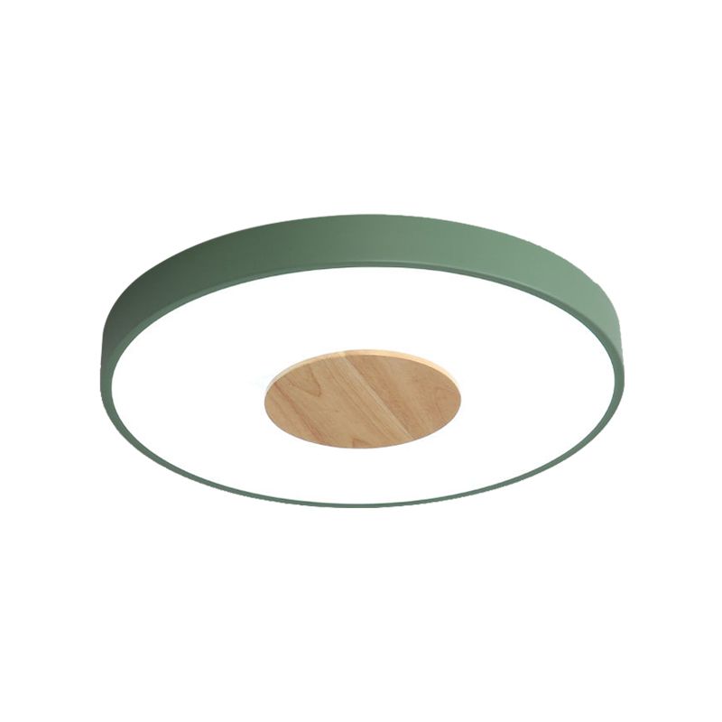 Round Flush Mount Ceiling Light Nordic Iron 1 Head Pink/Blue/White Lighting Fixture for Bedroom, 12"/16"/19.5" Width