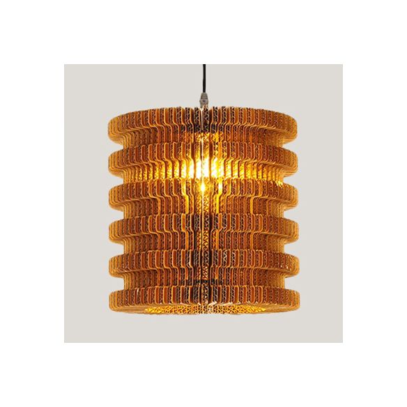 Accampatura intrecciata Accendere la carta ondulata in stile asiatico 1 lampada a ciondolo in lampadina in beige/marrone