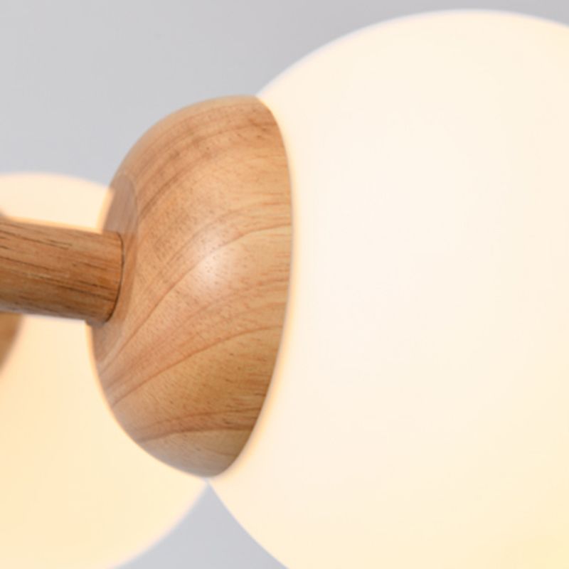 Nordic Style Wooden Ceiling Light Ball Shape Shade Ceiling Lamp for Living Room