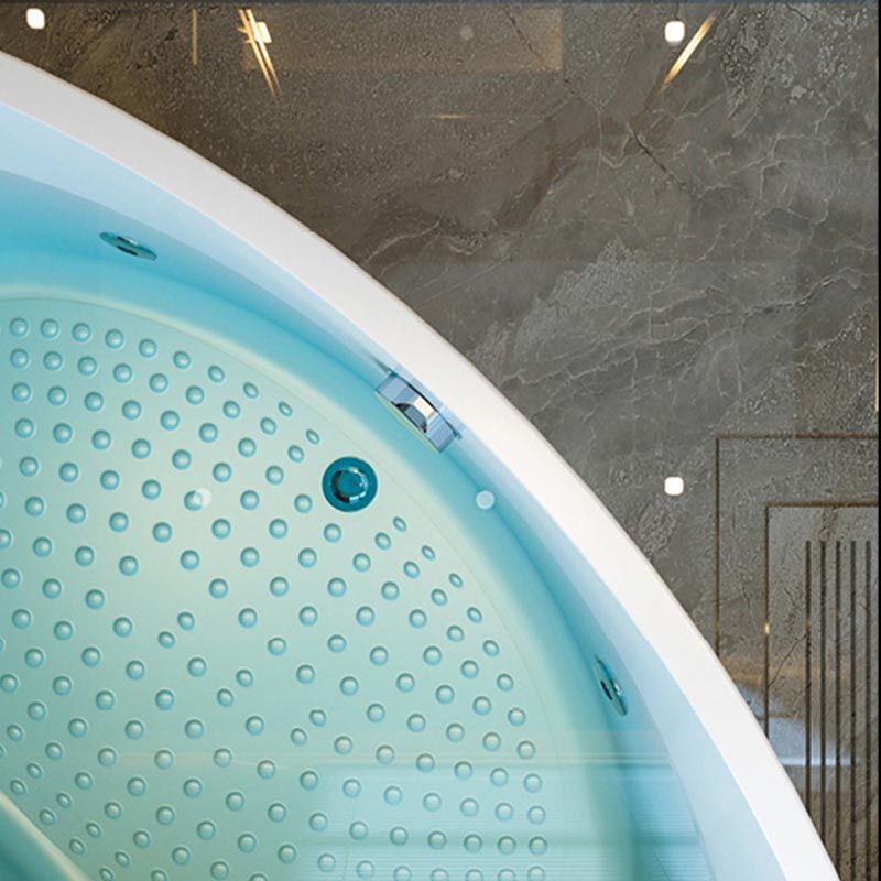 Modern Corner White Acrylic Bathtub Back to Wall with Drain and Massage Device Bath Tub