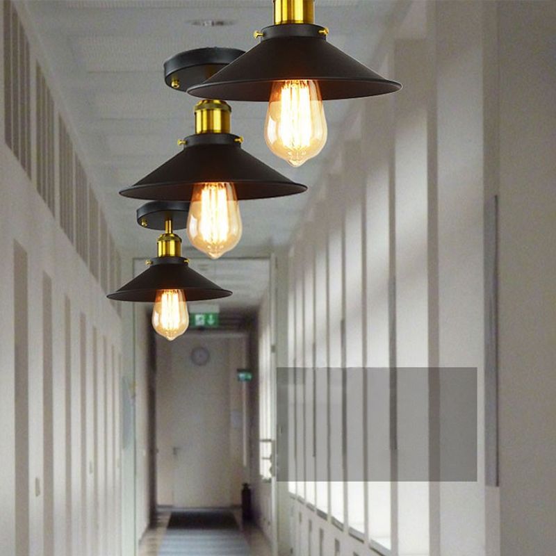 8,5 "breitem industriellem Stil Flush Mount -Lampe Einer Glühbirnen Schmiedeeisen -Schatten Deckenleuchte